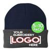Custom Logo Beanies, 5 or 10 Pack - Add Your Embroidered Design - Personalized Winter Knit Cap Hats for Business view 1