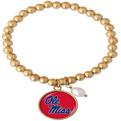 From the Heart Enterprises Ole Miss Rebels Diana Gold and Pearl Stretch Bead Bracelet Jewelry Mississippi