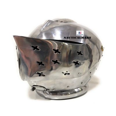 Nautical-Mart Medieval Knight Jousting Tudor Renaissance Close Armor Helmet Silver, Large