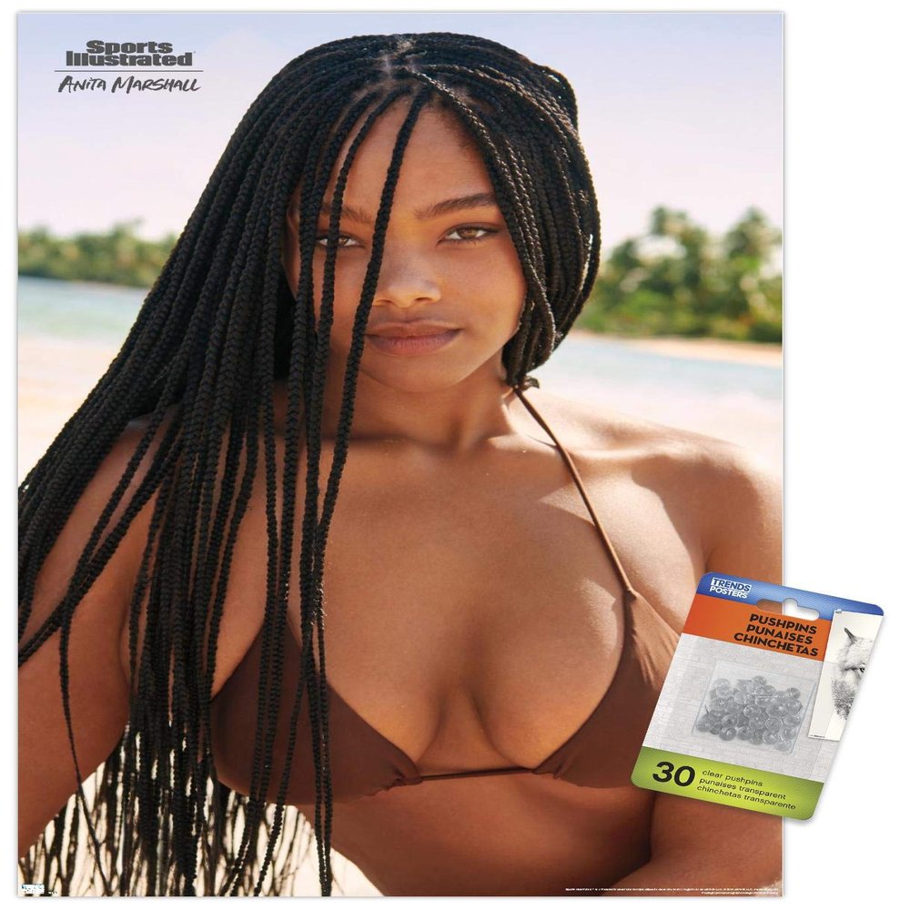 Trends International Sports Illustrated: Swimsuit Edition - Anita Marshall 20 Wall Poster, 14.72" x 22.37", Premium Poster & Push Pin Bundle