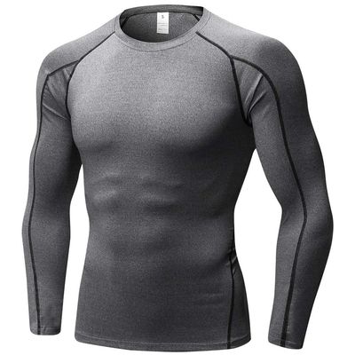 Men's Compression Shirts Long Sleeve, Base-Layer Quick Dry Workout T Shirts Sports Running Tops for Gym Grey