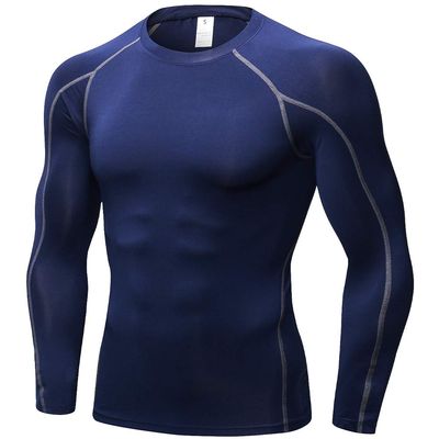Men's Compression Shirts Long Sleeve, Base-Layer Quick Dry Workout T Shirts Sports Running Tops for Gym Navy