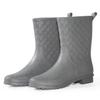 Petrass Women Rain Boots Black Waterproof Mid Calf Lightweight Cute Booties Fashion Out Work Comfortable Garden Shoes, Grey 9.5 view 1