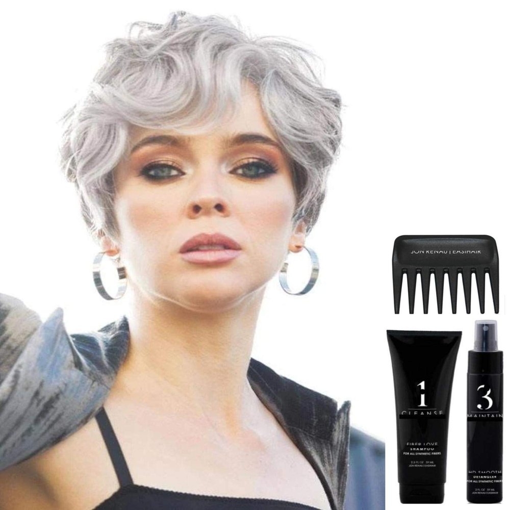 Bundle - 5 item: Max Wig by Rene Paris, Christy's Wigs Q & A Booklet, 2oz Travel Size Wig Shampoo, HD Smooth and Wide Tooth Comb - Color: Mochaccino-R