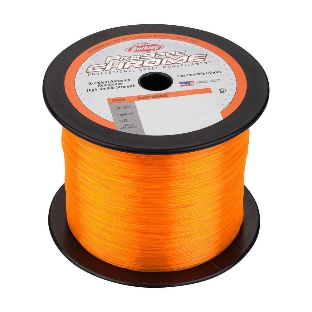 Berkley ProSpec Chrome, Blaze Orange, 40lb | 18.1kg, 5000yd | 4572m Monofilament Fishing Line, Suitable for Saltwater Environments