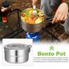 DenpenTEC Stainless Steel Cook Pot with Lid and Folding Handle - 1.5L Large Capacity Bento Pot for Camping and Hiking view 3