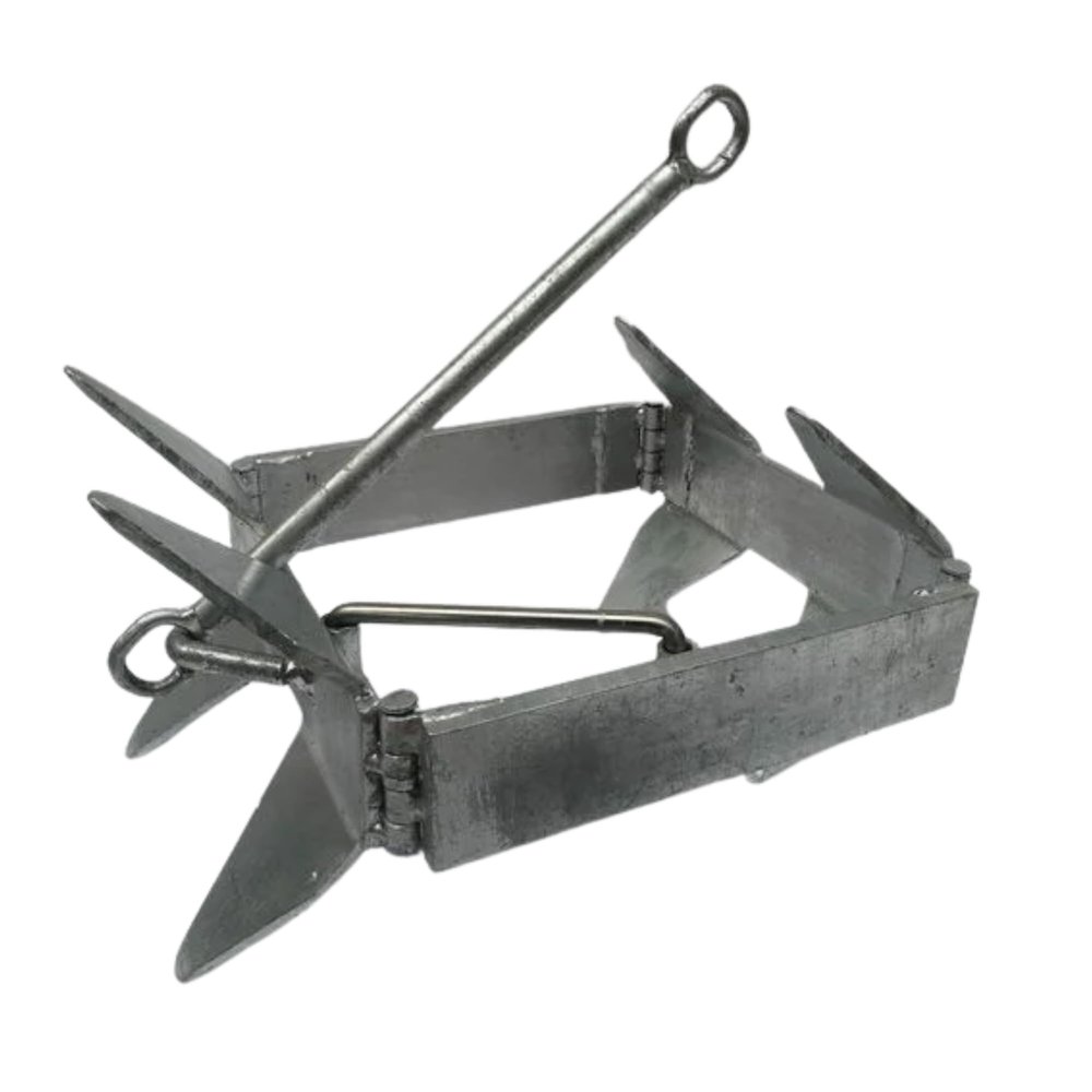 MarineNow 13 lb Folding Box Anchor for Boats Up to 24 FT, Cube Square Design, Hot-Dipped Galvanized Steel, Easy Set and Retrieval, Compact Storage, Corrosion Resistant, No Chain Required