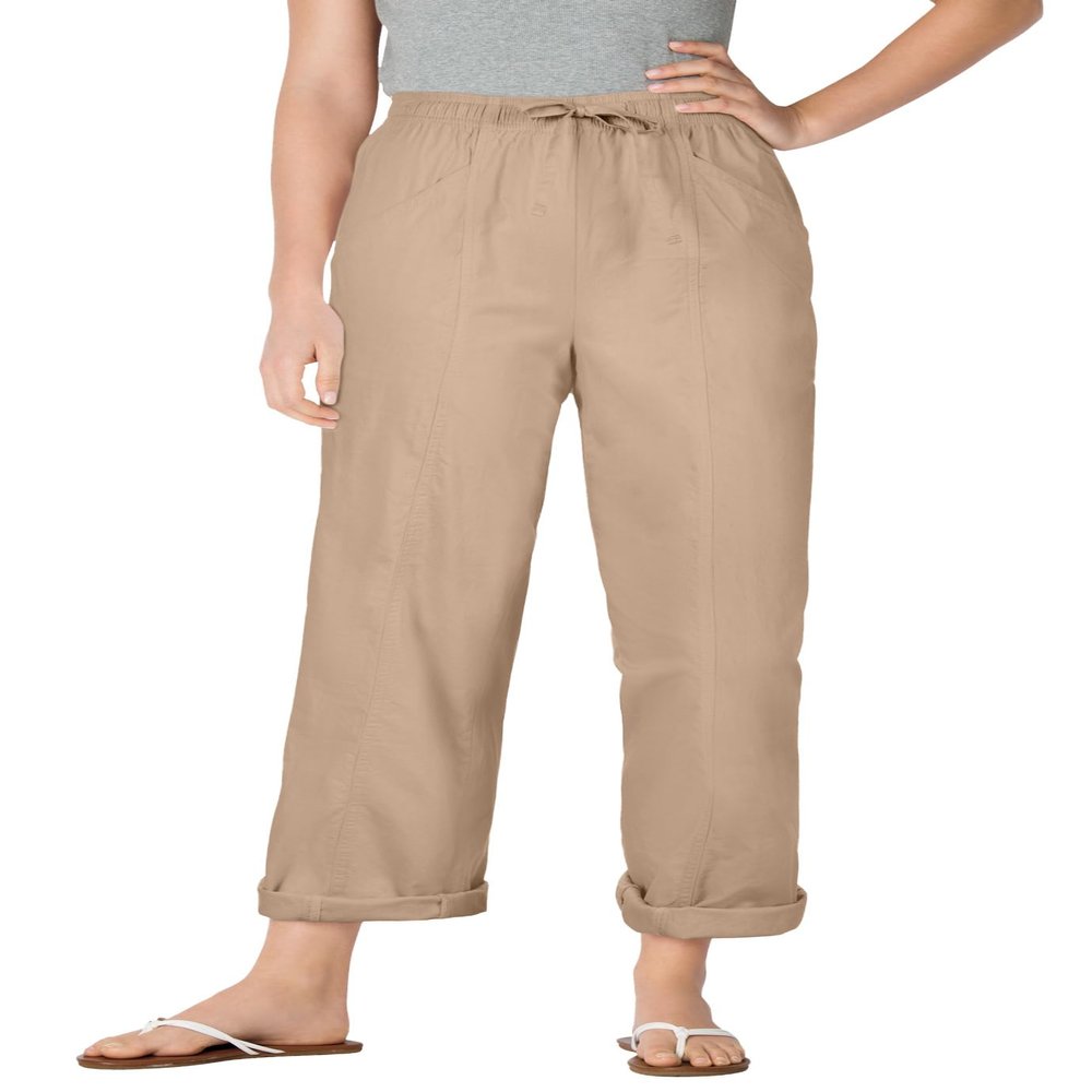 Woman Within Plus Size Tall The Boardwalk Pant - 18 T, New Khaki