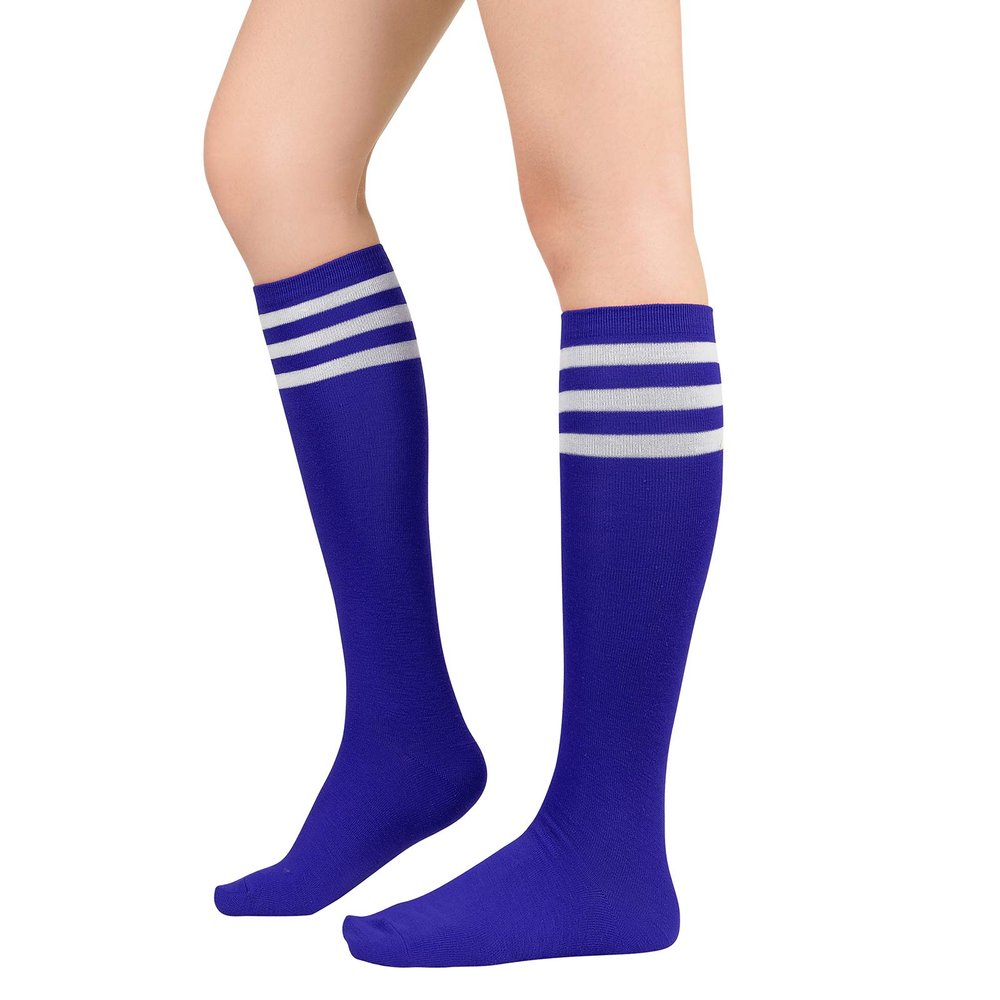 American Trends Womens Athletic Socks Blue Outdoor Sports Running Training Socks Casual Tube Socks 1 Pack Blue White