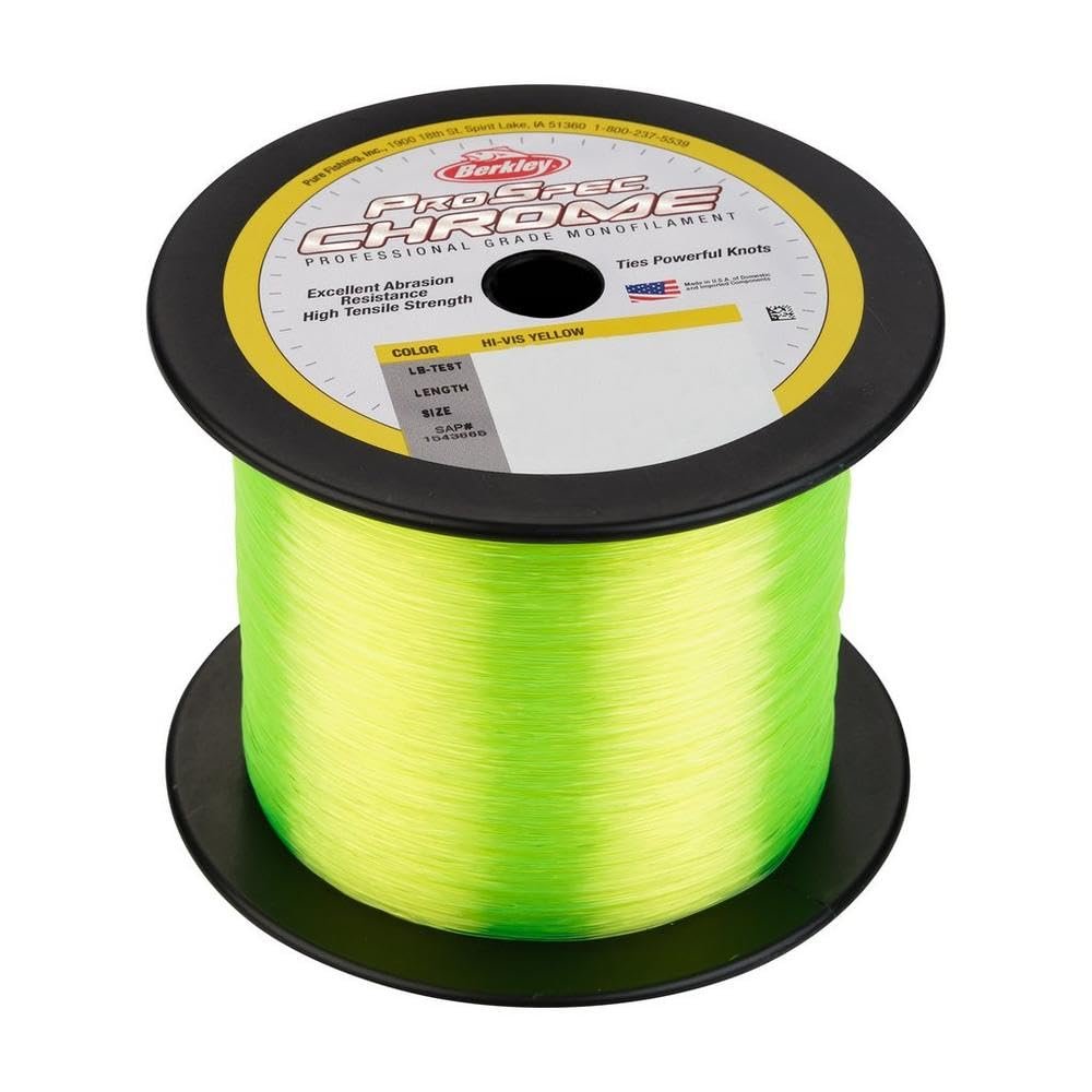 Berkley ProSpec Chrome, Hi-Vis Yellow, 25lb | 11.3kg, 3000yd | 2743m Monofilament Fishing Line, Suitable for Saltwater Environments