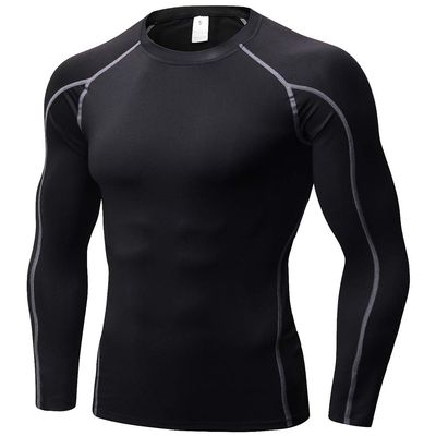 Men's Compression Shirts Long Sleeve, Base-Layer Quick Dry Workout T Shirts Sports Running Tops for Gym B Grey