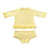 renvena Girls 2Pcs Swimsuit Dot Printed Long Sleeve Ruffled Side Camisole with Ruched Briefs Swimwear Yellow 5 view 1
