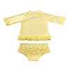 renvena Girls 2Pcs Swimsuit Dot Printed Long Sleeve Ruffled Side Camisole with Ruched Briefs Swimwear Yellow 5 view 2