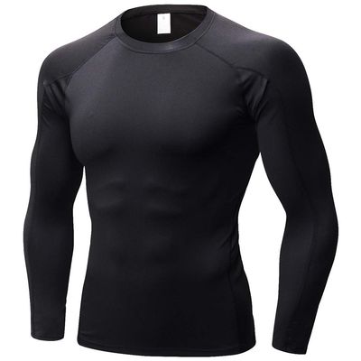 Men's Compression Shirts Long Sleeve, Base-Layer Quick Dry Workout T Shirts Sports Running Tops for Gym Black