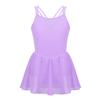 VernLan Girls Mesh Splice Camisole Gymnastic Ballet Dance Leotard Active Tutu Dress for Athletic Sports Dance wear Lavender 4T view 1