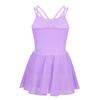 VernLan Girls Mesh Splice Camisole Gymnastic Ballet Dance Leotard Active Tutu Dress for Athletic Sports Dance wear Lavender 4T view 2