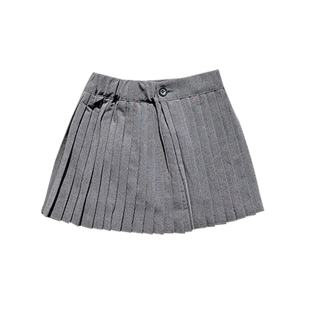 Moru Toddler Baby Girls Pleated Skirt Kids Summer Casual School Uniform Skirt (Grey, 5-6 Years)