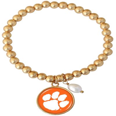 From the Heart Enterprises Clemson Tigers Diana Gold and Pearl Stretch Bead Bracelet Jewelry CU