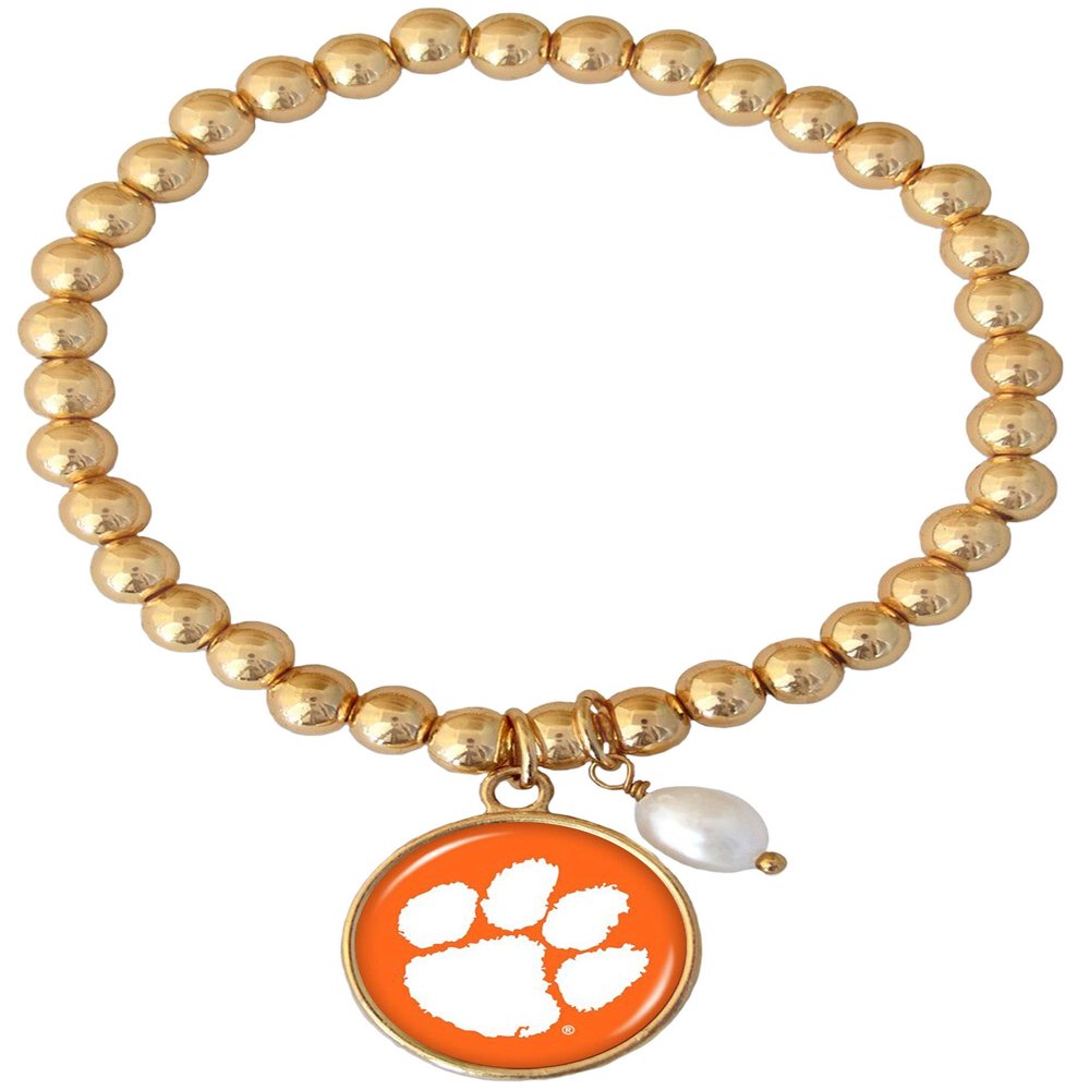 From the Heart Enterprises Clemson Tigers Diana Gold and Pearl Stretch Bead Bracelet Jewelry CU