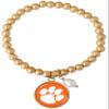 From the Heart Enterprises Clemson Tigers Diana Gold and Pearl Stretch Bead Bracelet Jewelry CU view 1