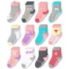 CozyWay Crew Grip Youth Socks - Non-Slip Grip Socks for Kids - Size 5-7 Years, Pink/Purple Multicolor - Pack of 12 view 1