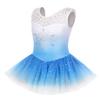 EQSJIU Blue Gymnastics Leotard with Skirts Dresses for Toddler Girls 2t 3t Size 2-3t Snowflake Gradient Colors White Sparkly Diamonds view 1