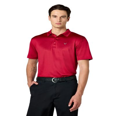 Callaway Men's Fine Line Stripe Short Sleeve Stretch Golf Polo, Moisture-Wicking, Sun Protection (Available in Big & Tall), Tango Red, Medium