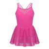 VernLan Girls Mesh Splice Camisole Gymnastic Ballet Dance Leotard Active Tutu Dress for Athletic Sports Dance wear Rose Red 4T view 1
