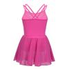 VernLan Girls Mesh Splice Camisole Gymnastic Ballet Dance Leotard Active Tutu Dress for Athletic Sports Dance wear Rose Red 4T view 2