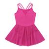 VernLan Girls Mesh Splice Camisole Gymnastic Ballet Dance Leotard Active Tutu Dress for Athletic Sports Dance wear Rose Red 4T view 3