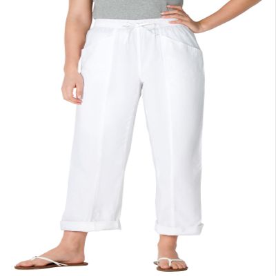 Woman Within Plus Size Tall The Boardwalk Pant - 36 T, White