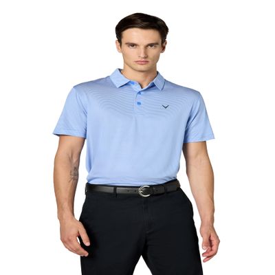 Callaway Men's Fine Line Stripe Short Sleeve Stretch Golf Polo, Moisture-Wicking, Sun Protection (Available in Big & Tall), Marina, XX-Large