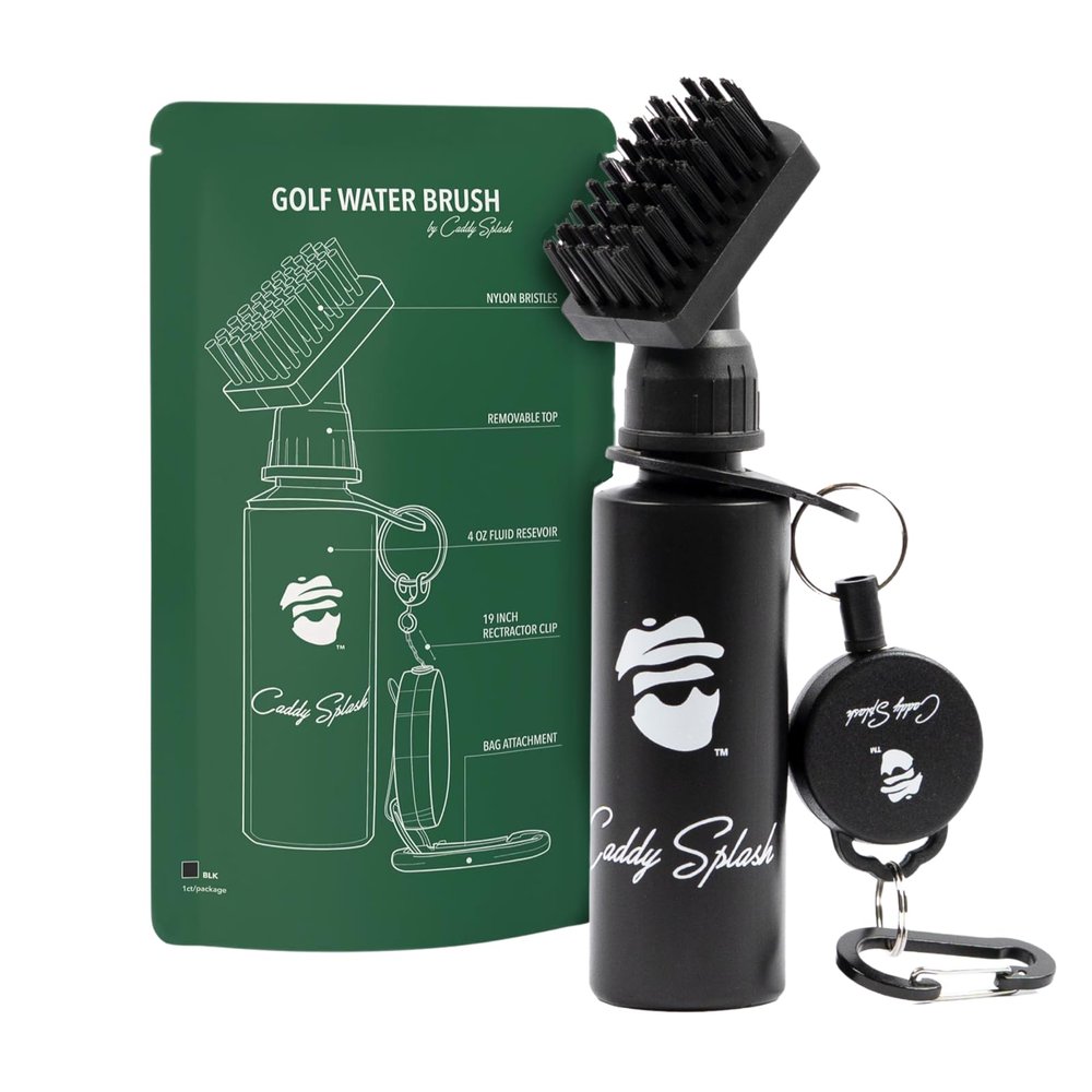 Caddy Splash Golf Club Brush Cleaner with Water  Heavy Duty Retractable Clip  Squeeze Bottle for Easy Cleaning  Nylon Bristles  Holds 4 Oz  Golf Gifts Golf Accessories for Men  USA Company
