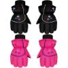 Hicarer 2 Pairs Kids Mittens Children Winter Snow Waterproof Thick Warm Windproof Gloves for Girls Boys(Black and Rose Red,8-14 Years,Star Style) view 1