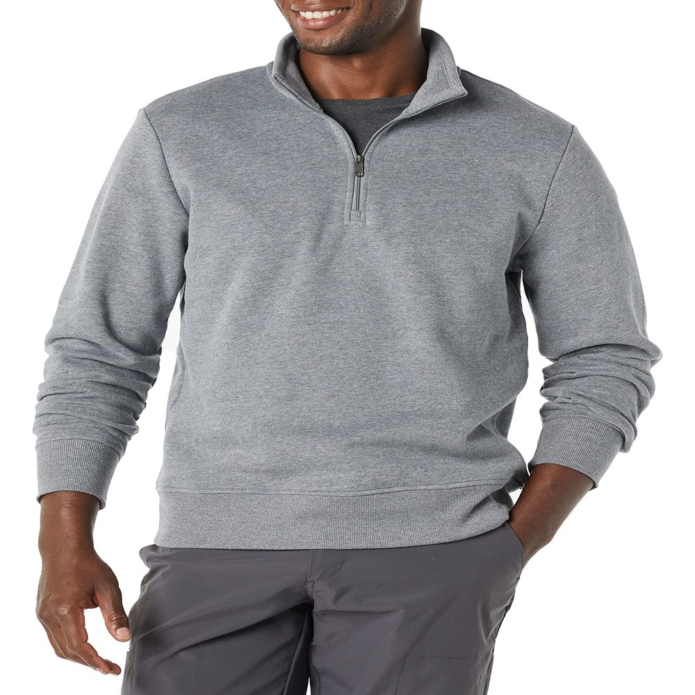 Amazon Essentials Men's Long-Sleeve Quarter-Zip Pullover Fleece Sweatshirt, Medium Grey Heather, Medium