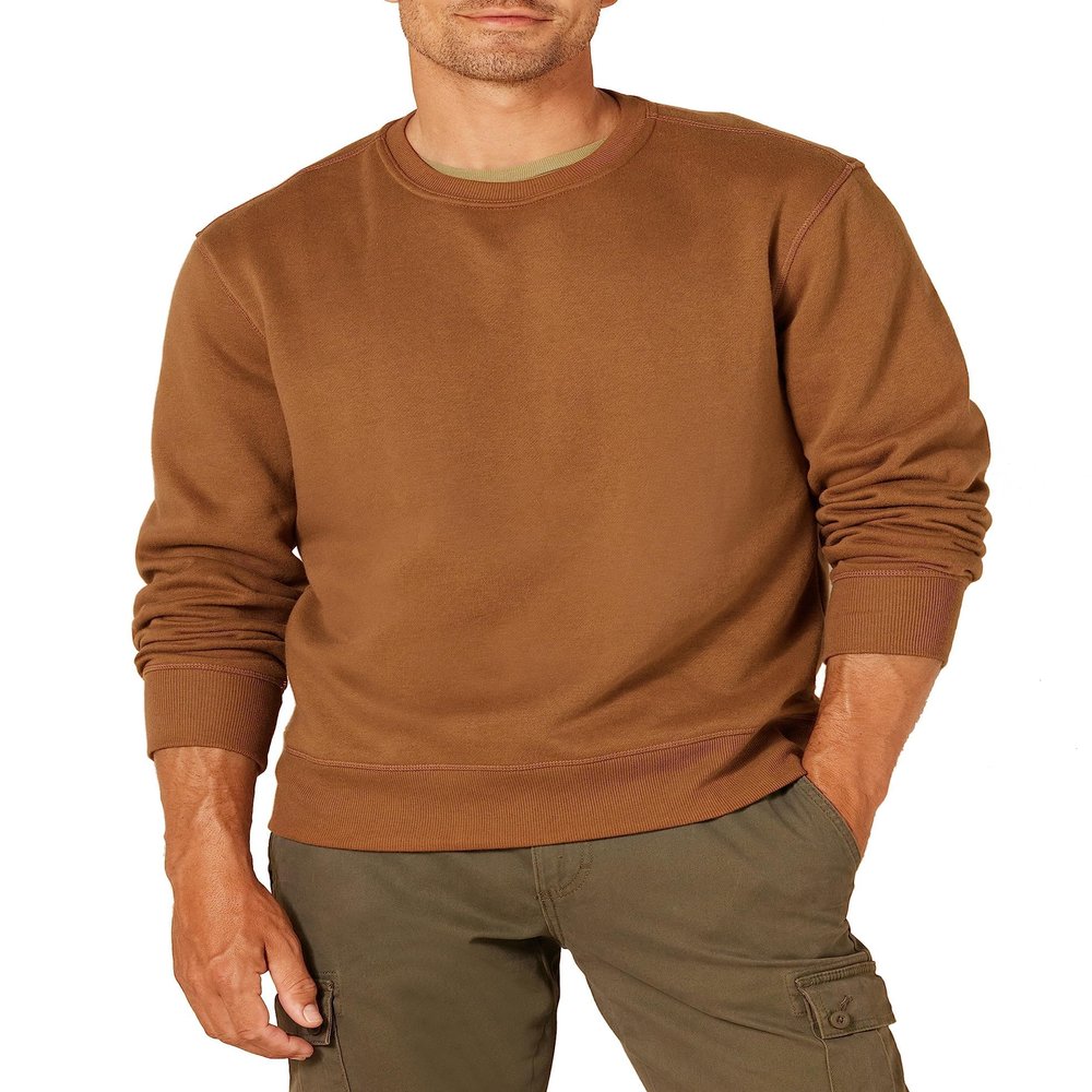 Amazon Essentials Men's Fleece Crewneck Sweatshirt, Toffee Brown, Large