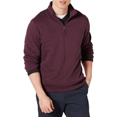 Amazon Essentials Men's Long-Sleeve Quarter-Zip Pullover Fleece Sweatshirt, Burgundy, Medium
