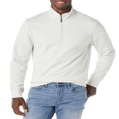 Amazon Essentials Men's Long-Sleeve Quarter-Zip Pullover Fleece Sweatshirt, Light Grey, Small