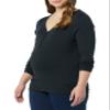 Amazon Essentials Women's Maternity Nursing Slim-Fit Henley Shirt, Black, X-Small view 1