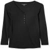 Amazon Essentials Women's Maternity Nursing Slim-Fit Henley Shirt, Black, X-Small view 3