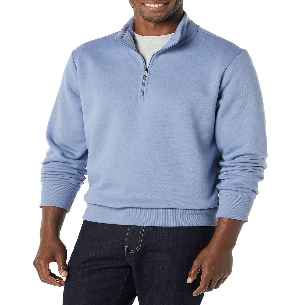 Amazon Essentials Men's Long-Sleeve Quarter-Zip Pullover Fleece Sweatshirt, Denim Blue, XX-Large