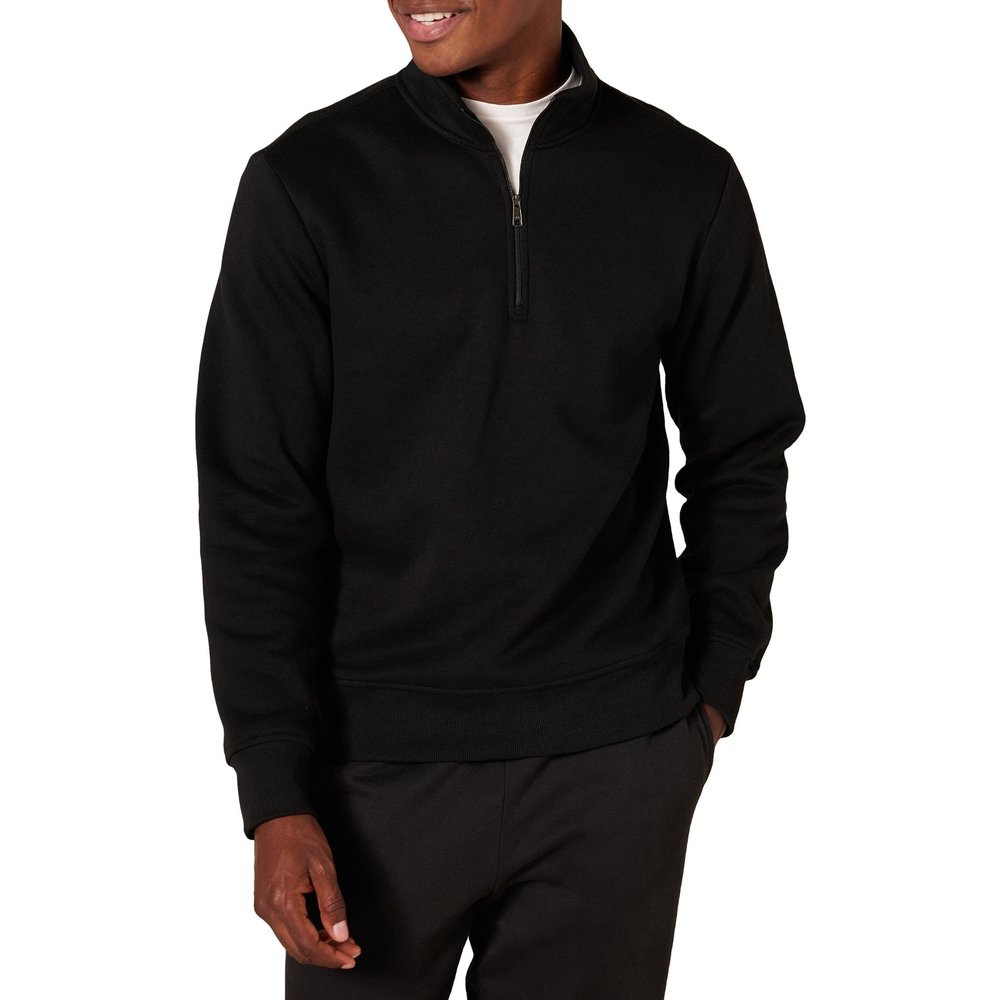 Amazon Essentials Men's Long-Sleeve Quarter-Zip Pullover Fleece Sweatshirt, Black, Large