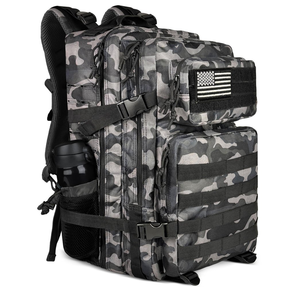 Zavothy Tactical Military Backpack for Men 40L Laptop Backpack Army Backpack 3 Day Assault Pack Molle Bag with a US Flag Patch for Hiking Gym Travel Black