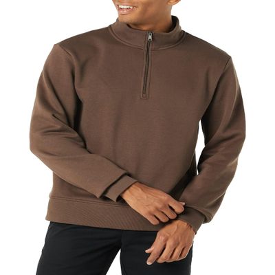 Amazon Essentials Men's Long-Sleeve Quarter-Zip Pullover Fleece Sweatshirt, Medium Brown, Small