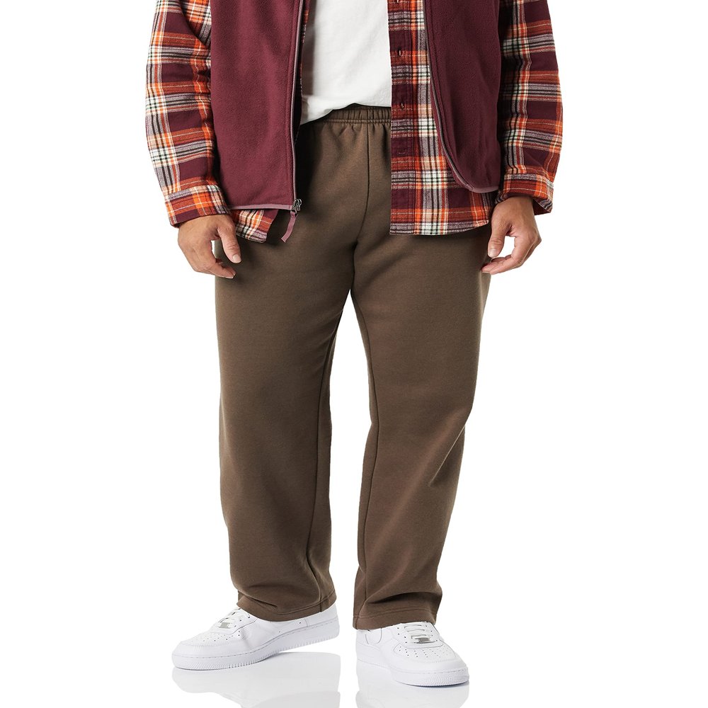 Amazon Essentials Men's Relaxed Straight Leg Fleece Open Bottom Sweatpant (Available in Big & Tall), Medium Brown, XX-Large
