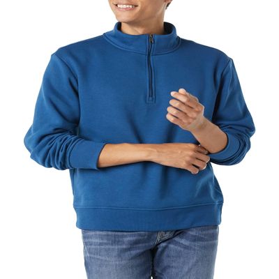 Amazon Essentials Men's Long-Sleeve Quarter-Zip Pullover Fleece Sweatshirt, Teal Blue, Large