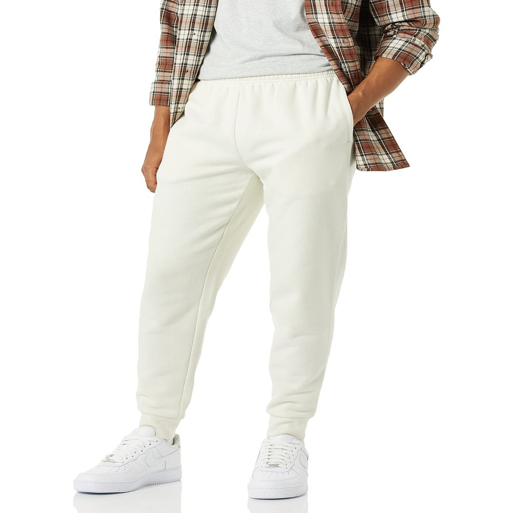 Amazon Essentials Men's Relaxed-Fit Fleece Joggers Sweatpants, Cream, Small