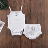 FYBITBO 2Pcs Baby Girl Clothing Set Solid Ribbed Sleeveless Tank Top Romper+Bloomers Shorts Summer Outfit for Newborn Infant (0-3 Months,A-white) view 2