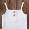 FYBITBO 2Pcs Baby Girl Clothing Set Solid Ribbed Sleeveless Tank Top Romper+Bloomers Shorts Summer Outfit for Newborn Infant (0-3 Months,A-white) view 3