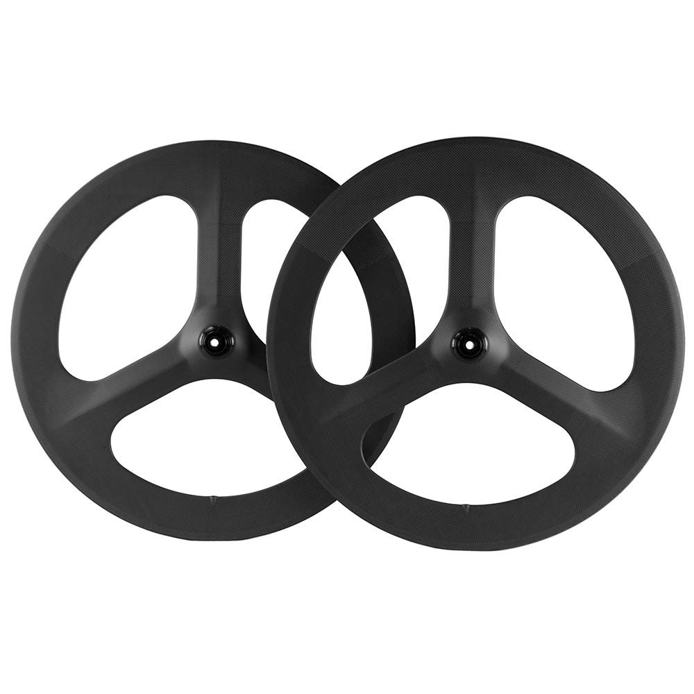 Superteam Tri-Spoke Wheelset 700c Clincher 70mm Disc Brake Road Bike 3 Spoke Wheels (Wheelset, Center-Lock)